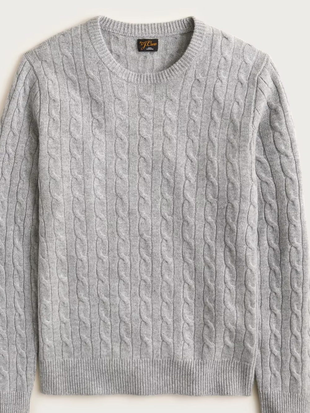 NWT Jcrew Men's 100% cashmere Cable Knit Crewneck Sweater -  Gray, size small
